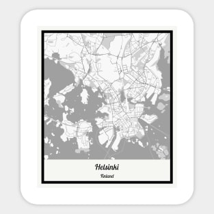 Map of Helsinki - Finland Sticker